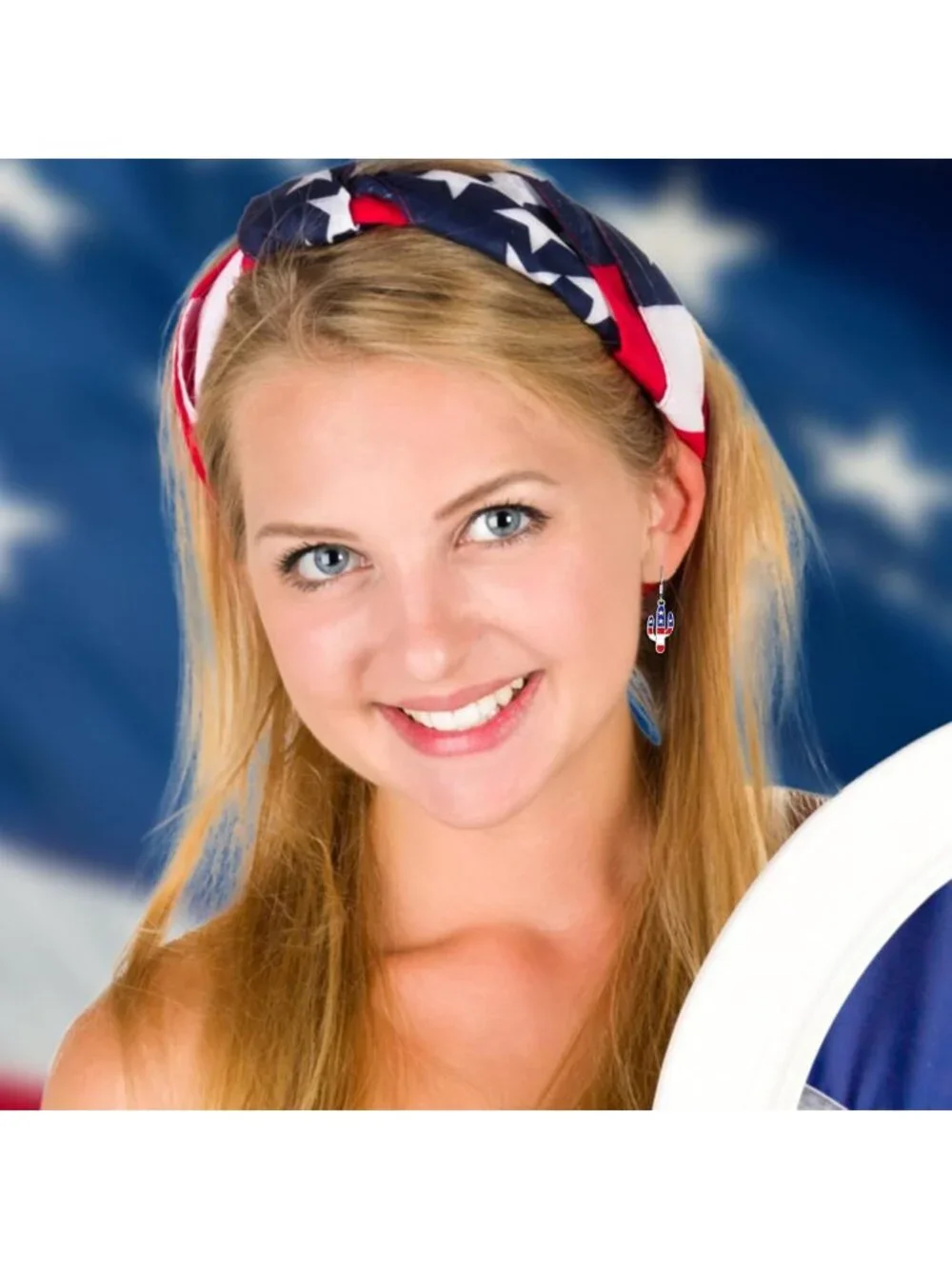 Sterling Silver American Flag Dangle Earrings - Patriotic Jewelry for Women, 4th